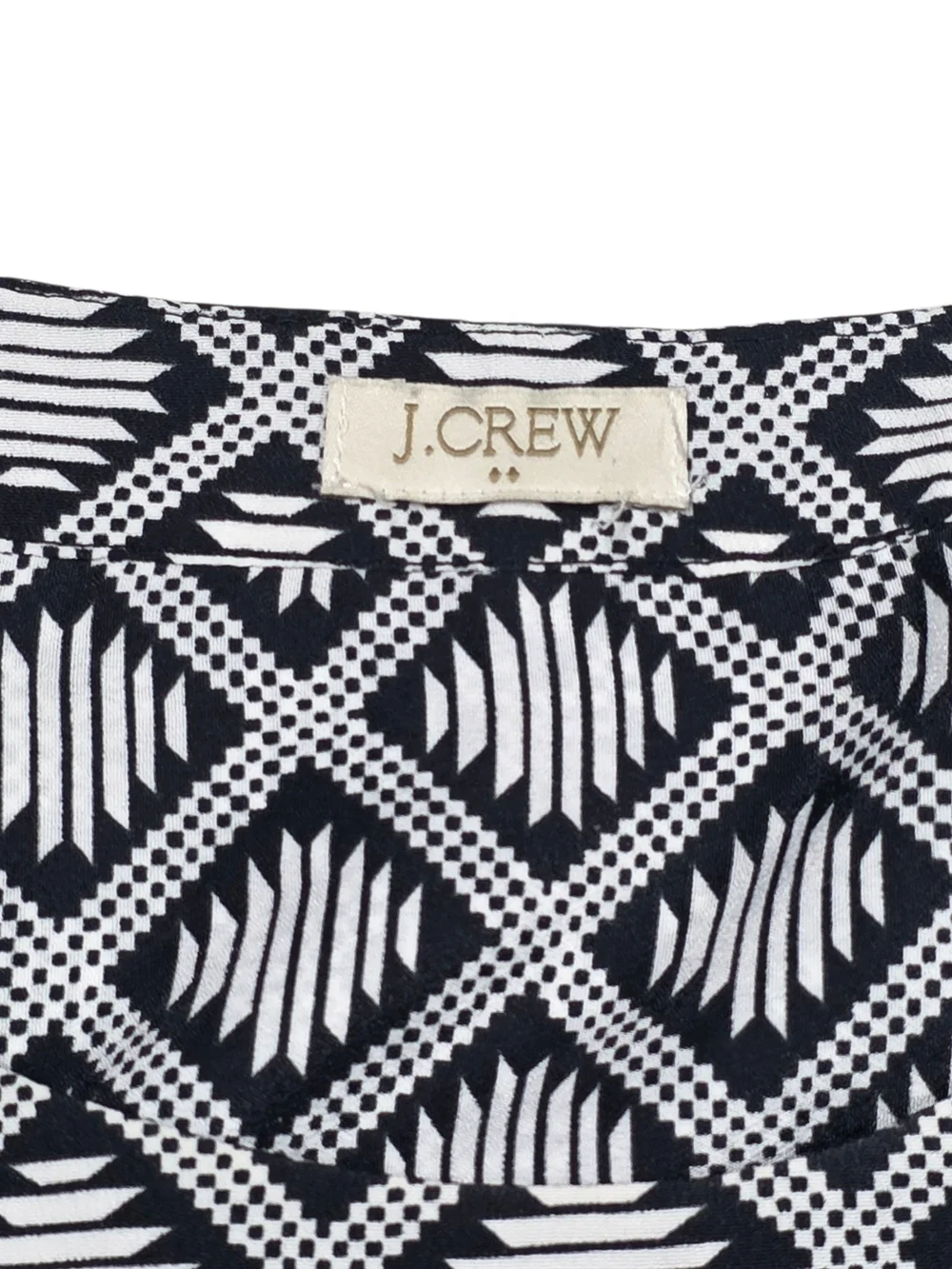 J.Crew Geometric Diamond Print Sleeveless Blouse Black White Size S EUC
